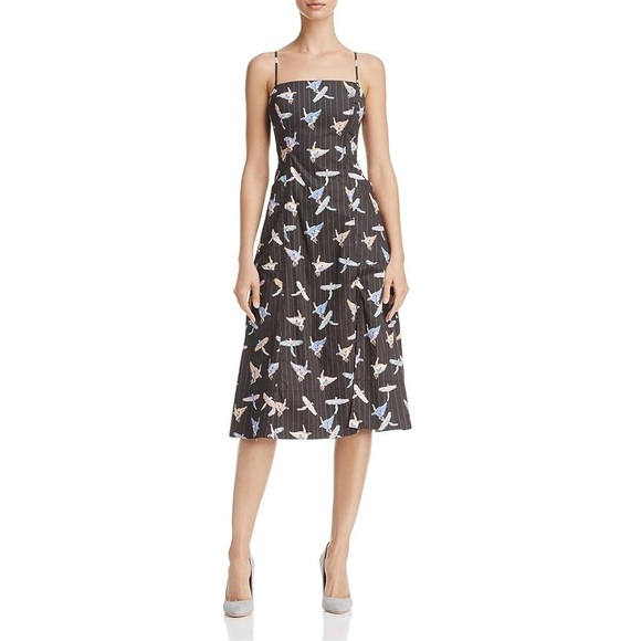 Free People Sunshine Of Your Love Midi Dress Bird Gray Women’s 8 Summer Tropical - Picture 1 of 15